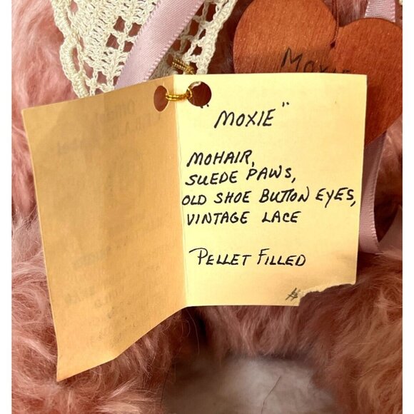 Vtg NWT 1989 Muriel Townsend Signed Pink Mohair Fur Teddy Bear "Moxie" 15" - Picture 11 of 11